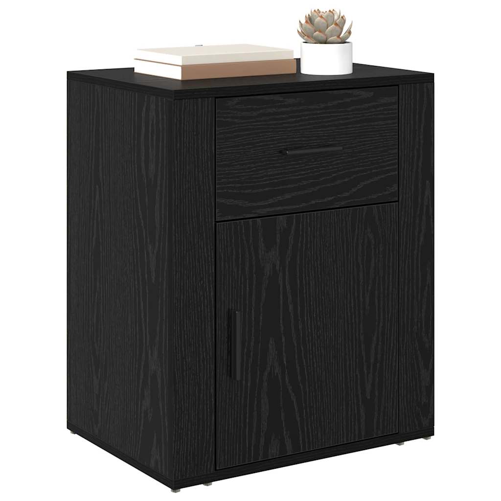 Bedside Cabinet Black oak 50 x 36 x 60 cm Engineered wood
